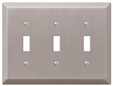 Amerelle Century 163TTTBN Wallplate, 4-15/16 in L, 6-1/2 in W, 3 -Gang, Steel, Brushed Nickel